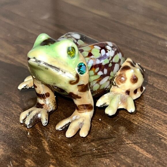 Jeweled miniature, stone and metal frog - Picture 1 of 9